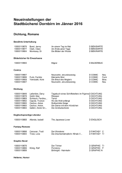 Neuerwerbungen - Stadtb&uuml;cherei Dornbirn