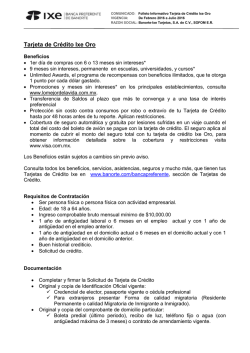 Tarjeta de Cr&eacute;dito Ixe Oro