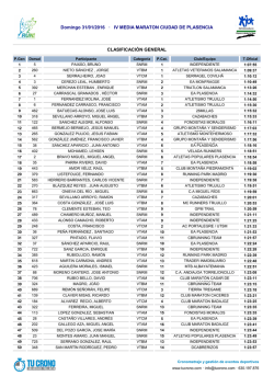 CLASIFICACI&Oacute;N GENERAL Media Marat&oacute;n Plasencia