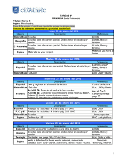 TAREAS 5&ordm; Grado PRIMARIA Sede Primavera