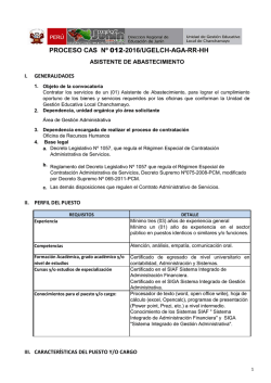 PROCESO CAS N&ordm; 012-2016/UGELCH-AGA-RR-HH