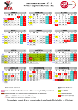 calendario 2016 - Secci&oacute;n Sindical de UGT