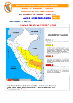 LLUVIAS EN SELVA CENTRO Y SUR