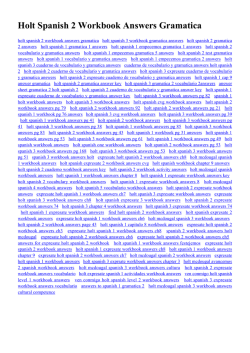 Holt Spanish 2 Workbook Answers Gramatica