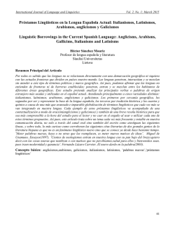 Pr&eacute;stamos Ling&uuml;&iacute;sticos en la Lengua Espa&ntilde;ola Actual: Italianismos