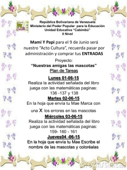 Plan de Tareas Mami y Papi comenzamos con nuestras tareas de