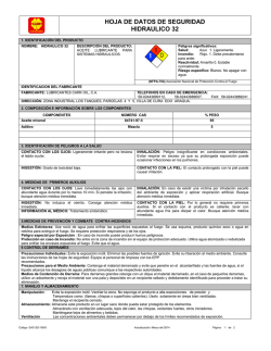 Hoja de Seguridad Hidraulico AW 32