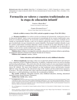 Formaci&oacute;n en valores y cuentos tradicionales en la etapa