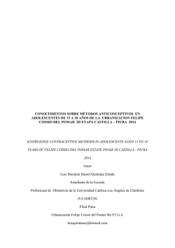 conocimientos sobre m&egrave;todos anticonceptivos en adolescentes de