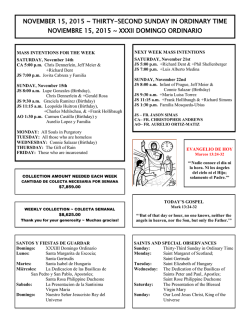 What`s happening this week? - St. Joseph`s Parish, Nipomo