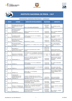 Procesadoras Pesqueras - Instituto Nacional de Pesca