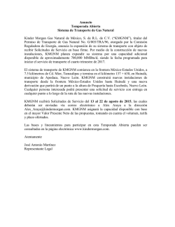 Anuncio Temporada Abierta Sistema de Transporte de Gas Natural
