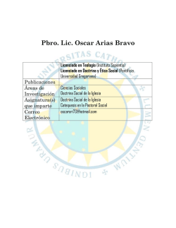 Pbro. Lic. Oscar Arias Bravo Licenciado en Teolog&iacute;a