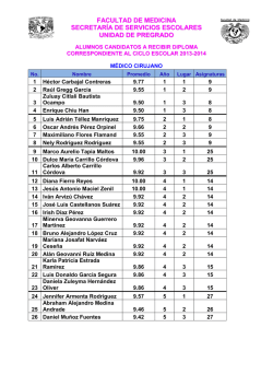 alumnos candidatos a recibir diploma de aprovechamiento