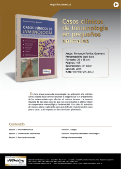 Casos cl&iacute;nicos de Inmunolog&iacute;a en peque&ntilde;os animales