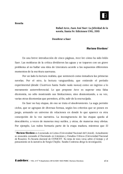 Arce, Rafael. Juan Jos&eacute; Saer: La felicidad de la novela. Santa Fe