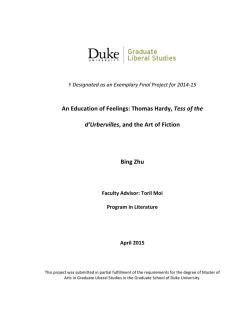 An Education of Feelings: Thomas Hardy, Tess of the d