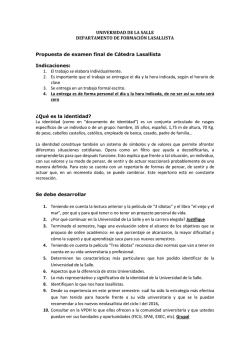 UNIVERSIDAD DE LA SALLE DEPARTAMENTO DE FORMACI&Oacute;N