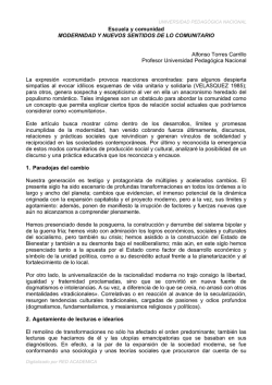 Escuela y comunidad MODERNIDAD Y NUEVOS