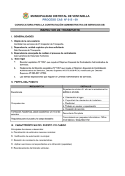 municipalidad distrital de ventanilla inspector de transporte proceso