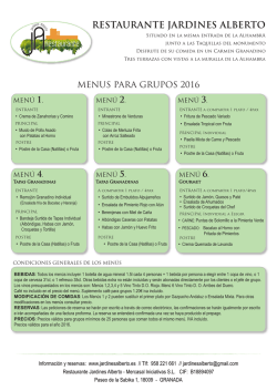 men&uacute;s de grupos tur&iacute;sticos 2016