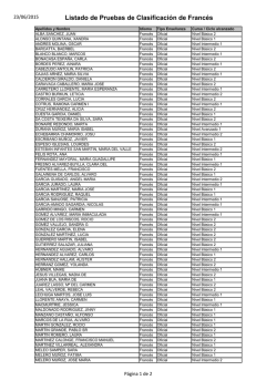 Listado de Pruebas de Clasificaci&oacute;n de Franc&eacute;s