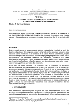 LA COMPLEJIDAD DE LOS RIESGOS DE DESASTRE Y