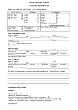 Marque con una X para qu&eacute; Nivel,a&ntilde;o y turno solicita vacante Sala