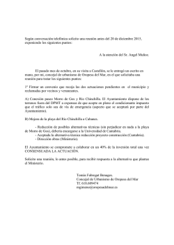 Seg&uacute;n conversaci&oacute;n telef&oacute;nica solicito una reuni&oacute;n antes del 20 de