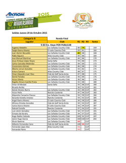 Salidas Jueves 29 de Octubre 2015 Categor&iacute;a B Ronda Final