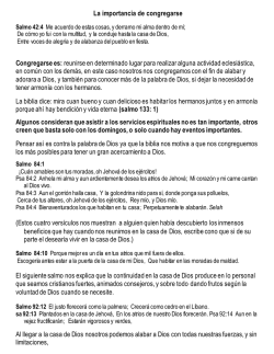 La importancia de congregarse Congregarse es: reunirse en