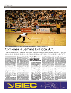 Comienza la Semana Bol&iacute;stica 2015