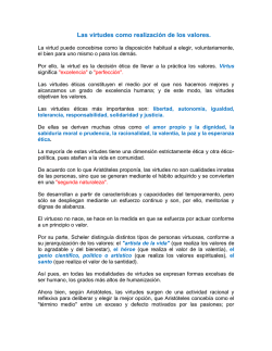 Las virtudes como realizaci&oacute;n de los valores.
