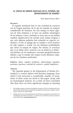 El l&eacute;xico de origen quechua en el espa&ntilde;ol del departamento