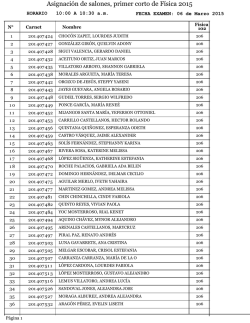 Asignaci&oacute;n de salones, primer corto de F&iacute;sica 2015