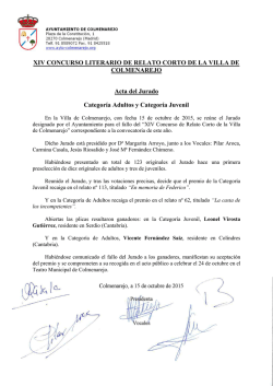 XIV CONCURSO LITERARIO DE RELATO CORTO DE LA VILLA DE