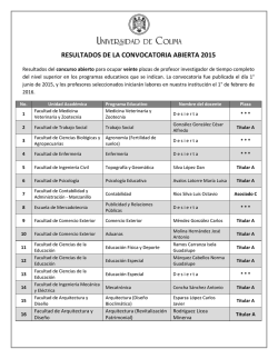 RESULTADOS DE LA CONVOCATORIA ABIERTA 2015