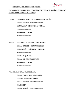 importante: libros de texto editorial e isbn de los libros de texto que