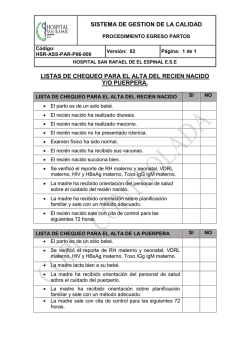 listas de chequeo para el alta del recien nacido y/o puerpera