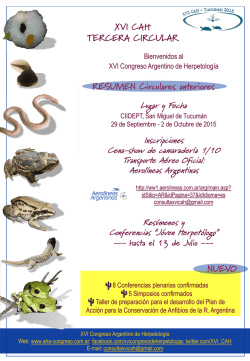 XVI CAH &ndash; Tercera Circular - Congreso Argentino de Herpetolog&iacute;a