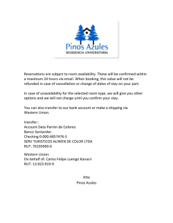 Reservations are subject to room availability. These will be