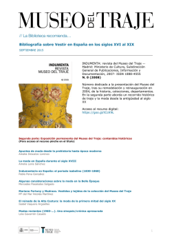 Bibliograf&iacute;a sobre Vestir en Espa&ntilde;a en los siglos