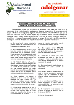 sugerencias despu&eacute;s de colocarse la malla supralingual adelgazante