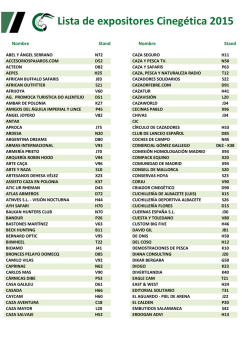 Lista de expositores Cineg&eacute;tica 2015