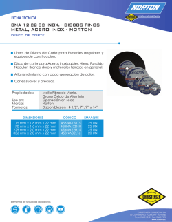 Ficha Tecnica disco de corte bna 12-22-32 inox,