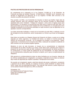 POL&Iacute;TICA DE PROTECCI&Oacute;N DE DATOS