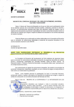 Proyectos Educativos de Car&aacute;cter Escolar y Extraescolar