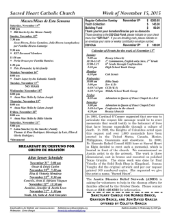 November 15, 2015 - Sacred Heart of Elgin