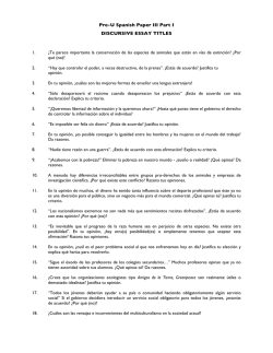 Pre-U Spanish Paper III Part I DISCURSIVE ESSAY TITLES