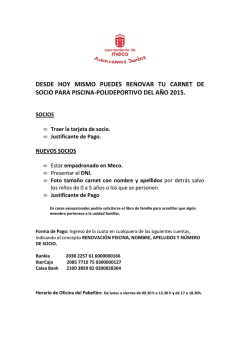 RENOVACI&Oacute;N CARNET SOCIO PISCINA POLIDEPORTIVO 2015
